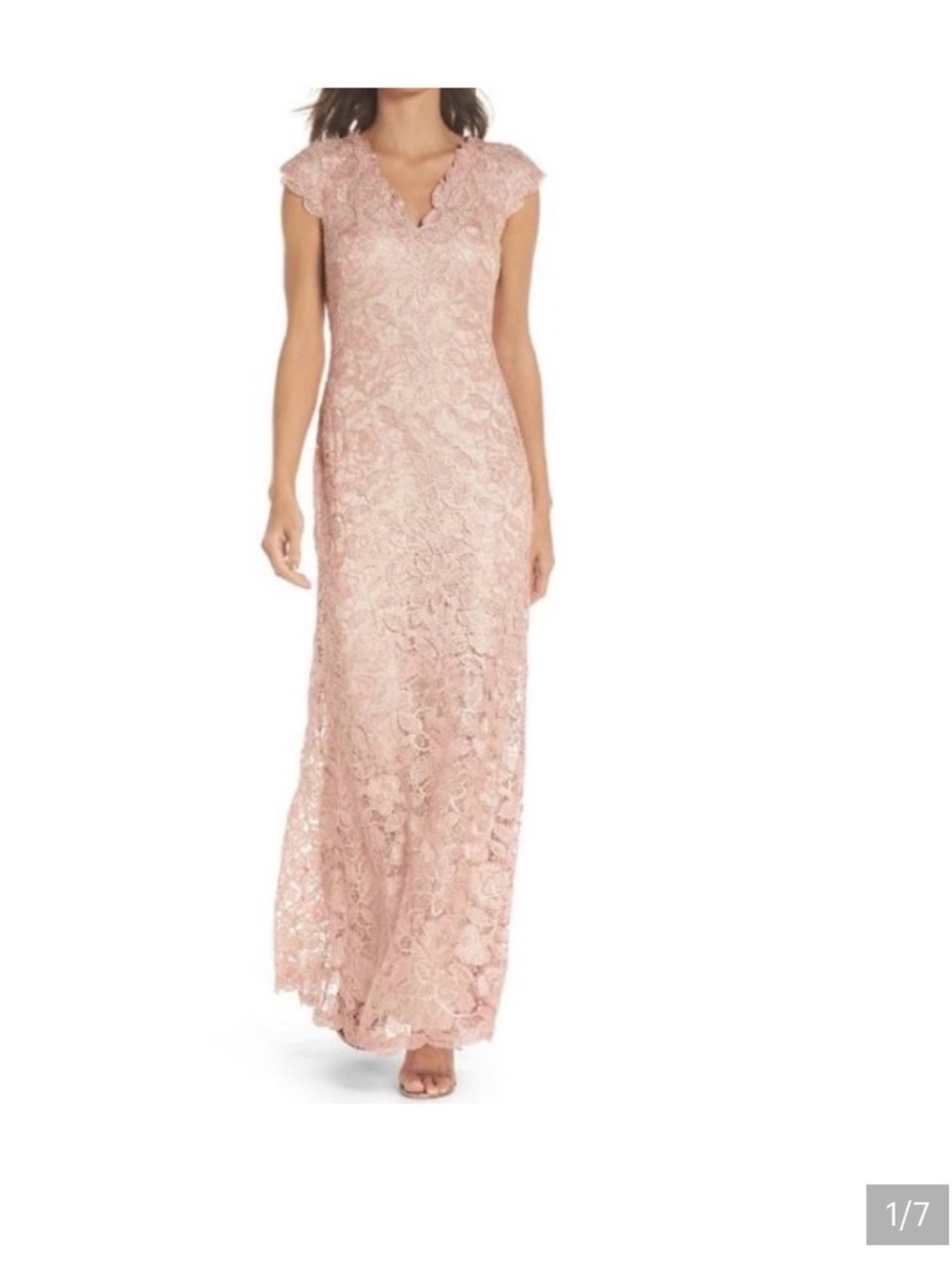 Tadashi Shoji Levant Floral Cap Sleeve Gown size 10 like new